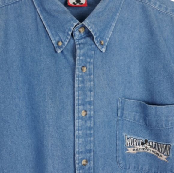 VTG Mens Disney Mickey WDW reunion denim shirt XL - Picture 9 of 11